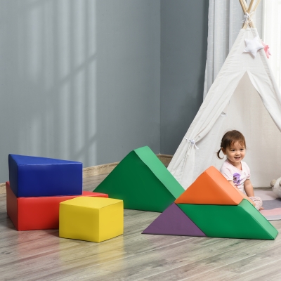 Qaba 7 Piece Soft Play Foam Climbing Blocks for Toddlers 1-3 Years