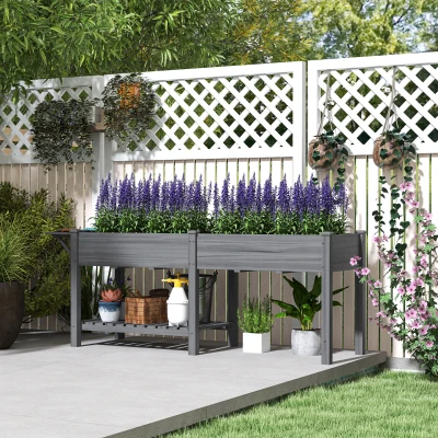 Raised Planter 81.5" W x 23.2" D x 30.7" H Gray