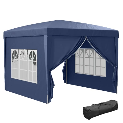 Outsunny 10'x10' Outdoor Pop Up Party Tent Wedding Gazebo Canopy with Carrying Bag (Blue)