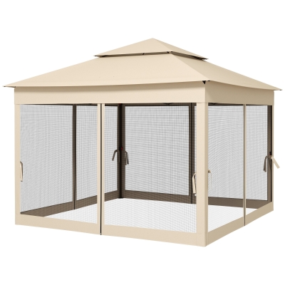 Pop Up Canopy 128" L x 128" W x 106.25" H Beige