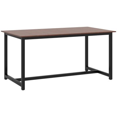 HOMCOM 63"-79" Collapsible Dining Table for 4-6, Foldable Kitchen Table with Steel Frame for Dining Room, Brown Wood Grain