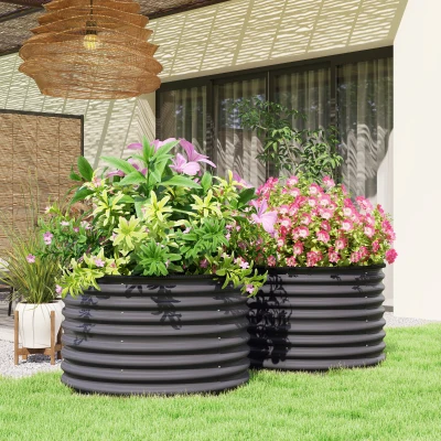 Garden Bed Set Φ35.4" x 22" H Dark Gray