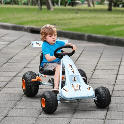 Aosom Pedal Go Kart for Kids, Adjustable Seat, Light Blue