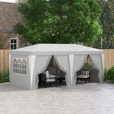Outsunny 19' x 10' Adjustable Pop Up Canopy, Gray