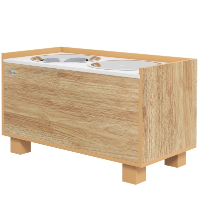 Pet Feeder 14" H x 23.6" W x 11.8" D Oak