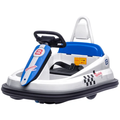 Aosom Bumper Car for Kids, 360° Rotation 6V Electric Ride On Bumper, White(m-11)