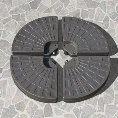 Outsunny 4-Piece Cantilever Offset Patio Umbrella Circular Base Stand w/Carry Handles, Water & Sand Filled