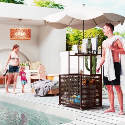 Pool Float Storage Organizer 34.6" W x 22.8" D x 59.4" H Brown