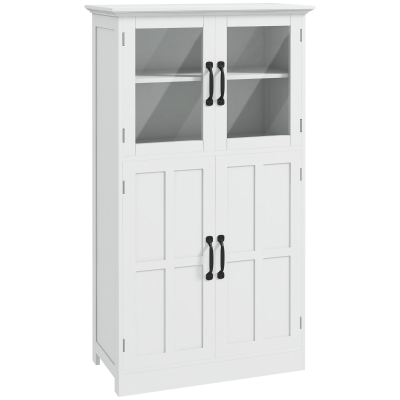 HOMCOM Modern Sideboard Cabinet, Freestanding Sideboards and Buffets with Glass Doors, 4-tier Shelving and Adjustable Shelves