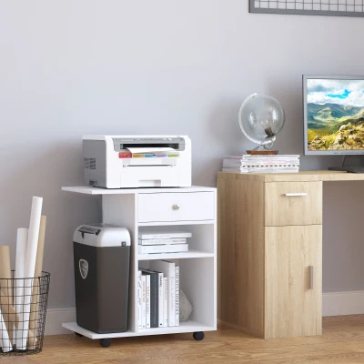 Vinsetto Mobile Printer Stand, Rolling File Cabinet Cart, White