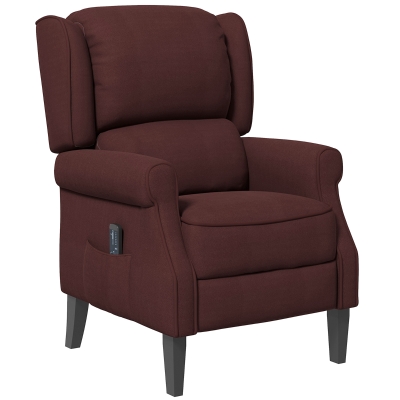 HOMCOM Push Back Recliner Chair, Vibration Massage Recliner for Living Room with Extendable Footrest, Remote, Pocket, Brown