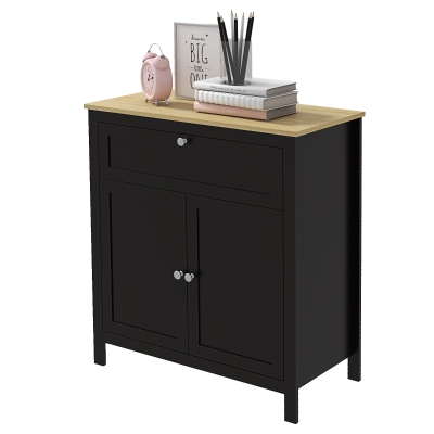 HOMCOM Sideboard Cabinet, Buffet Table with Drawer, Double Door Cupboard and Adjustable Shelf for Living Room, Entryway, Black