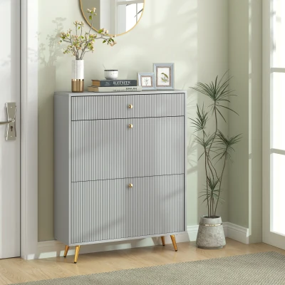 Shoe Cabinet 31.5" W x 9.4" D x 40" H Gray