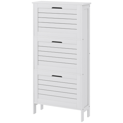 HOMCOM Modern Shoe Cabinet with 3 Flip Drawers, White
