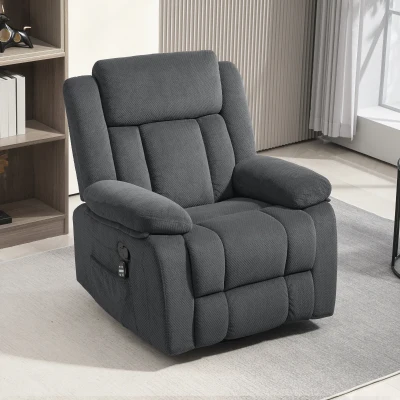 HOMCOM Massage Armchair w/ Heat, Footrest, Remote & Side Pockets, Gray