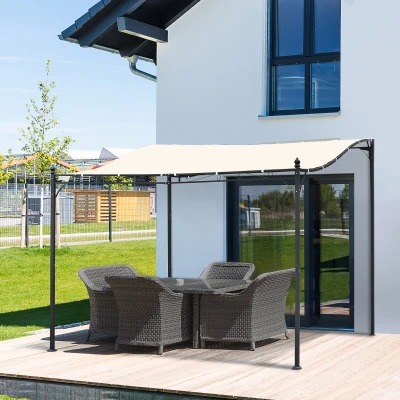Outsunny 10' x 10' Steel Outdoor Pergola Gazebo, Cream White