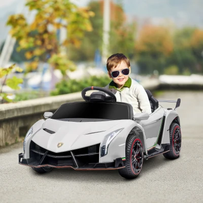 Aosom Lamborghini Veneno 12V Electric Kids Car, White