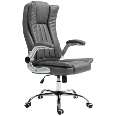 HOMCOM Microfiber Executive Office Chair with Flip-up Arms, Gray