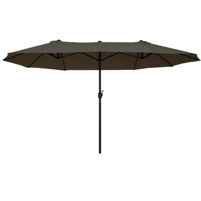 Outsunny 15' Double-Sided Patio Umbrella Parasol Sun Shelter Canopy Shade Grey