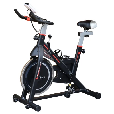 Soozier Upright Stationary Exercise Bike, Cardio Workout Training Bicycle w/ Adjustable Resistance LCD Monitor, Black