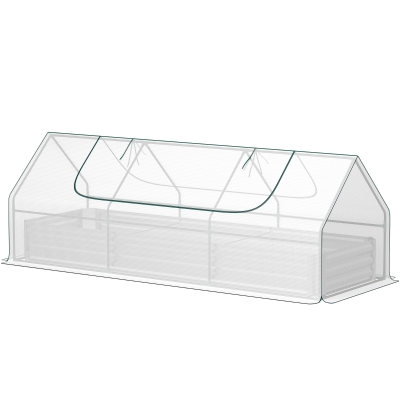 Raised Garden Bed with Mini Greenhouse 106.3" W x 35.4" D x 36.6" H White