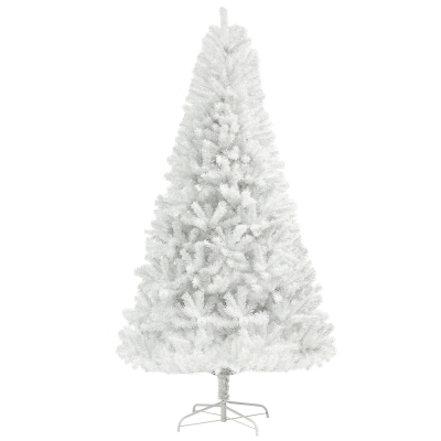 HOMCOM 6ft Unlit White Christmas Tree, 1000 Tips, Steel Base