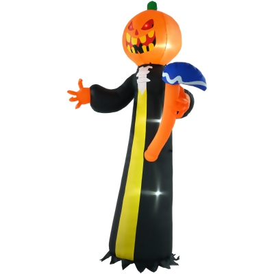 HOMCOM 10ft Inflatable Halloween Pumpkin Ghost with LED Display