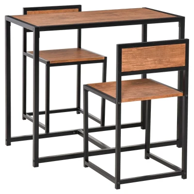 HOMCOM Dining Table Set, Industrial Dining Set for 2, Kitchen Table and Chairs for Small Space, Dining Room Table with Chairs