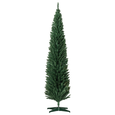 HOMCOM 8ft Pencil Artificial Christmas Tree with 618 Tips, Green