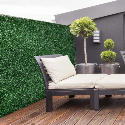 Outsunny 20" x 20" Artificial Grass Wall Panels, Dark Green