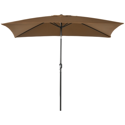 Outsunny 6.5x10ft Rectangle Aluminum Tilt Patio Umbrella, Garden Market Parasol, Outdoor Sunshade Canopy with Crank, Coffee