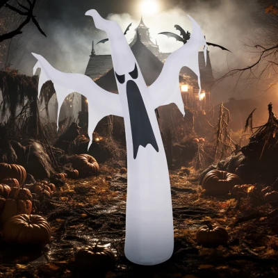 HOMCOM 6' Halloween Inflatable White Ghost, Light Up Yard Decor