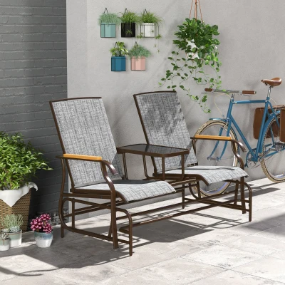 Outdoor Glider 57.75" W x 32.25" D x 38.5" H Gray