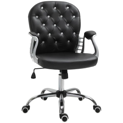 Vinsetto Ergonomic Office Chair, Comfortable Computer Desk Chair with Padded Seat and Adjustable Height, Tufted Back, Black