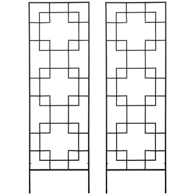 Outsunny 2 Pack Garden Trellis for Climbing Plants, Outdoor Metal Grid Panels for Roses, Vine Flower, Cucumber, Clematis, 72" Tall