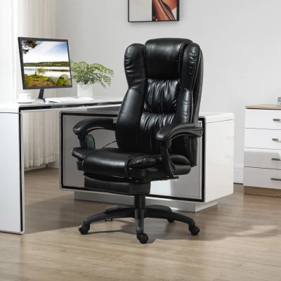 Vinsetto High Back Massage Office Chair, PU Leather, Black