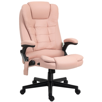 Vinsetto Pink Microfiber Massage Office Chair with Heat & Recline