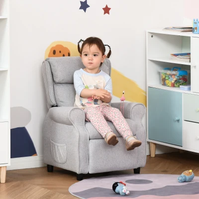 Qaba Kids Recliner Chair, Adjustable Lounger with Footrest, Gray