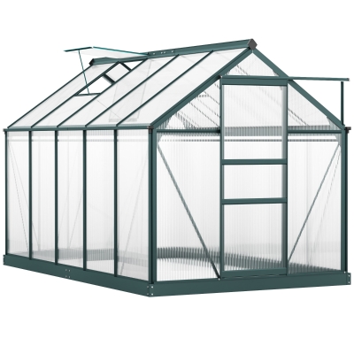 Outsunny 6' x 10' Heavy Duty Polycarbonate Greenhouse, Dark Green