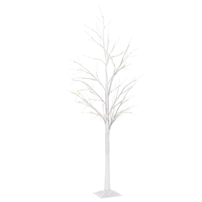Outsunny 5FT Garden Birch Tree Light with 58 Warm LEDs and 8 Light Modes, DIY Artificial Tree Lamp for Outdoor and Indoor Birthday Wedding Party