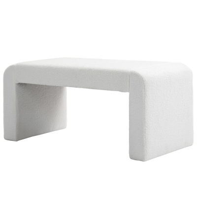 HOMCOM Upholstered Bedroom Bench, Boucle End of Bed Bench, Modern U-Shaped Entryway Bench, 39 x 18 x 18 Inches, White