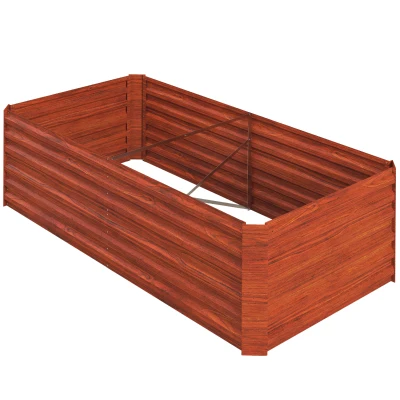 Outsunny Galvanized Raised Garden Bed, Steel Outdoor Planters with Reinforced Rods, 71" x 35" x 23", Rustic Brown