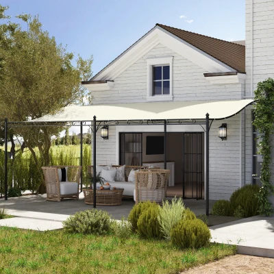 Pergola Gazebo 232.7" L x 117.3" W x 99.6" H Cream White