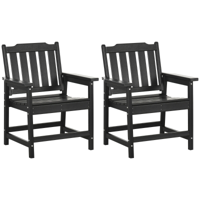 Outsunny 2-Piece Heavy-Duty Patio Dining Chairs, Black