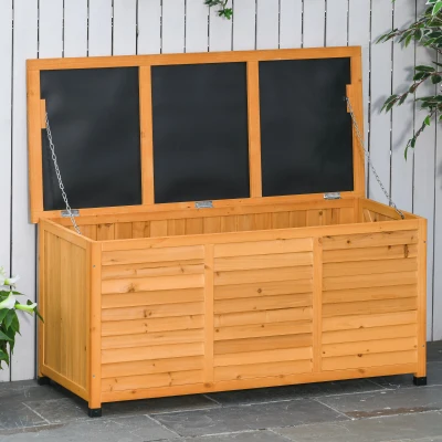 Outsunny 75 Gallon Wooden Deck Box, Outdoor Storage, Yellow