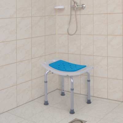 HOMCOM Height Adjustable Shower Chair, 20.5"W Aluminum Shower Stool for Inside Shower with Suction Cup Feet, EVA Padded Bath Seat for Senior, Elderly, Disabled