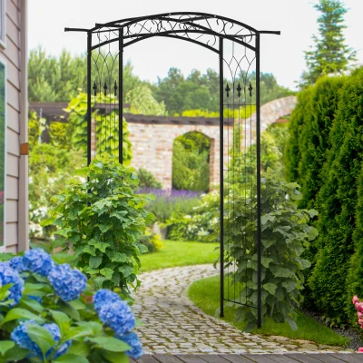 Outsunny 7Ft Metal Garden Arch Trellis for Climbing Vines