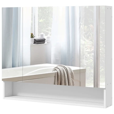 kleankin Wall Mounted Bathroom Medicine Cabinet with Mirror and Adjustable Shelves, White