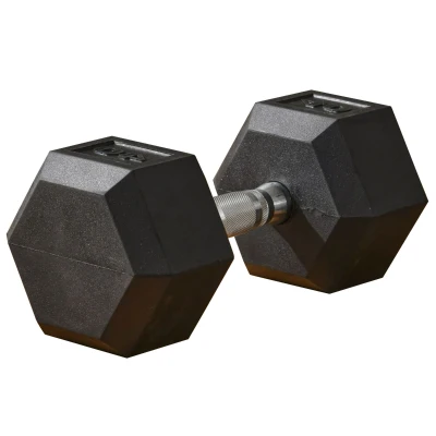 Soozier 40lbs Rubber Hex Dumbbells Weight Dumbbell Hand Weight Barbell for Body Fitness Training for Home Office Gym, Black