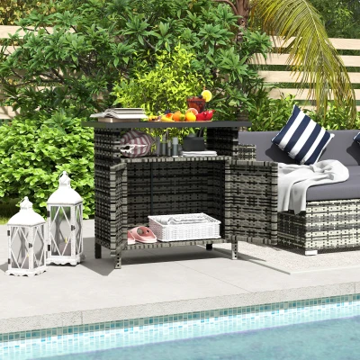 Rattan Storage Cabinet 35.4" L x 20.9" W x 33.5" H Mixed Gray